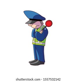 Colorful cartoon traffic police officer