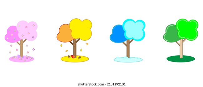 Colorful cartoon trees, great design for any purposes. Nature background. Vector illustration. stock image.