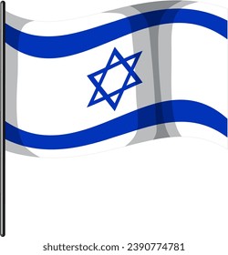 Colorful cartoon vector illustration of the Israel flag for an icon banner