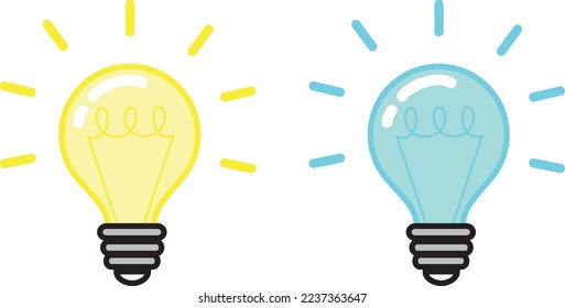 Colorful cartoon warm and cold light bulb set