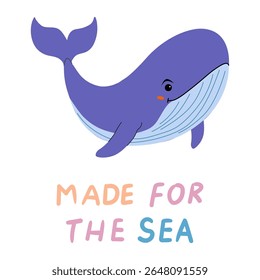 Colorful cartoon whale illustration emphasizing a playful underwater theme for summer activities or educational content