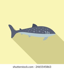 Ilustración de tiburón ballena de dibujos animados en un diseño minimalista y plano, que representa la vida marina y los animales acuáticos submarinos