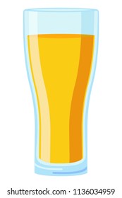 Colorful cartoon yellow juice glass. Refreshing drink for birthday party. Healthy comfort food themed vector illustration for icon, sticker, patch, label, badge, certificate or ad banner decoration