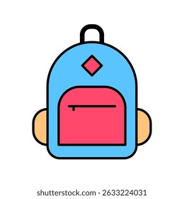 Colorful cartoon-style backpack illustration. backpack icon. backpack vector icon in line design for web design, logo and mobile app. Symbol of backpack on white background. Vector illustration.