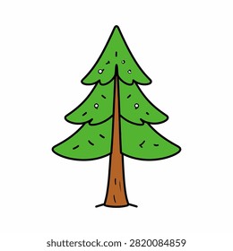 A colorful cartoon-style green pine tree with a brown trunk, suitable for nature, outdoor, or environmental themed projects.