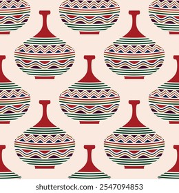 Colorful carving pottery seamless pattern