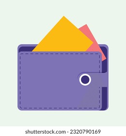 Colorful cash wallet flat vector illustration