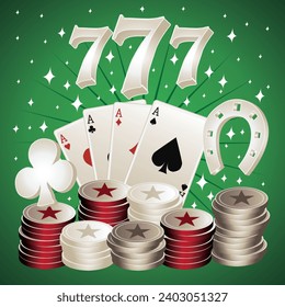 Colorful casino composition illustration. Vector icons set. Jackpot. HAND DRAWN VECTOR ART.