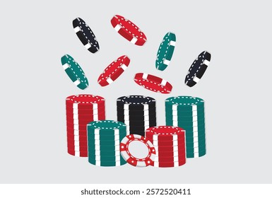 Colorful casino poker chips vector illustration.