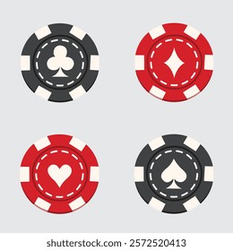 Colorful casino poker chips vector illustration.