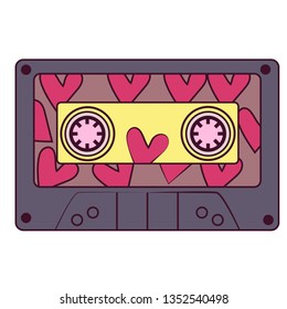 Colorful cassette flat illustration on white