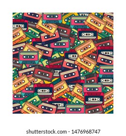 Colorful Cassette Pattern. Unique or Trendy pattern background for your unique design.