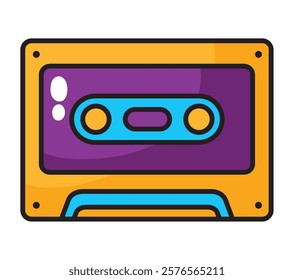 Colorful cassette tape retro design