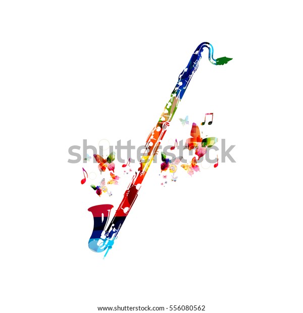 Colorful Cassical Bass Clarinet Music Notes Stock Vector Royalty