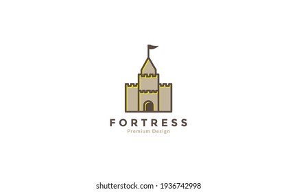 colorful castle old with tower logo symbol vector icon illustration design