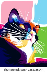 colorful cat in a cool pop art illustration