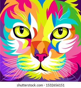 Colorful cat design is cute, elegant, creative, awesome. - Vector.