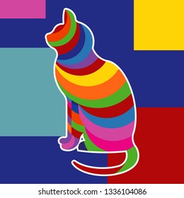 colorful cat design on pop art style