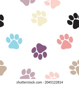 
colorful cat and dog paws pattern