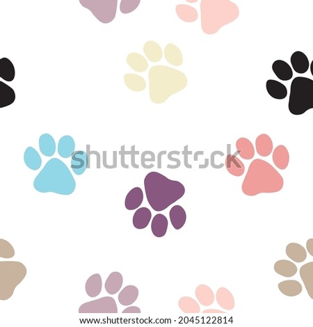 
colorful cat and dog paws pattern