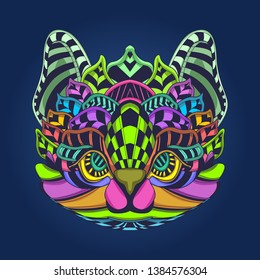 colorful cat face art in pop style 