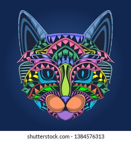 colorful cat face art in pop style 