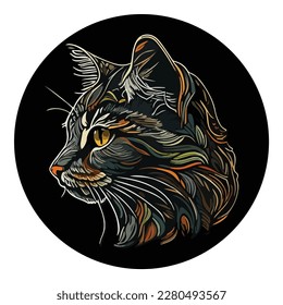 farbenprächtige Katze - Flachicon einzeln auf weißem Hintergrund