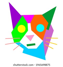 colorful cat geometric vector wpap pop art design