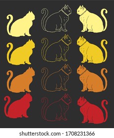 colorful cat hand drawing graphic design vector art