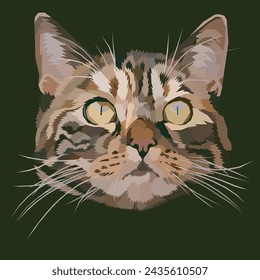 colorful cat head icon on geometric style. wpap illustration.