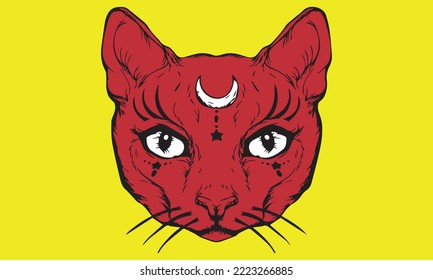 Colorful Cat Head Icon In Pop Art Style