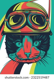 colorful cat head icon vector illustration draw