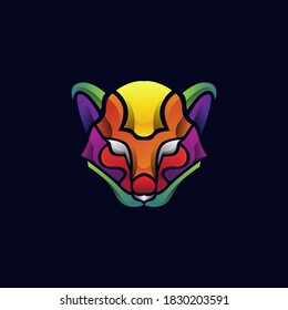 Colorful Cat Head Logo Design Template