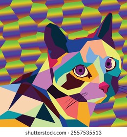 colorful cat head style pop art suitable for poster banners and others