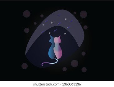 colorful cat icon on art style, Perfect for baby showers, postcards, labels, brochures, leaflets, pages, banner designs, printed shirts. - Vector