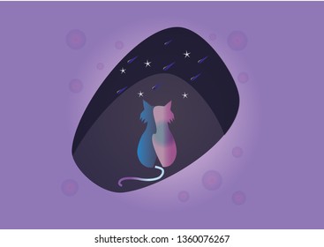 Colorful cat icon on art style, Perfect for baby showers, postcards, labels, brochures, leaflets, pages, banner designs, printed shirts. - Vector