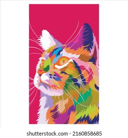 colorful cat illustration flat vector design