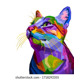 colorful cat isolated on white background. vector illustration.