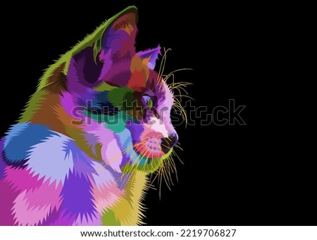 colorful cat isolated on white background. vector illustration.
