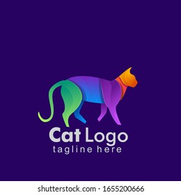 Colorful Cat Logo design vector template