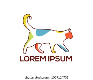 colorful cat logo vector