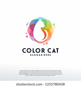 Colorful Cat logo vector, Kitten logo designs template, design concept, logo, logotype element for template