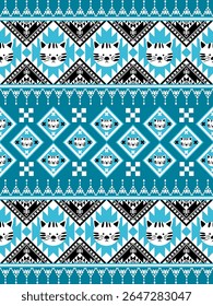 Diseño colorido del patrón del gato, fondo aislado blanco