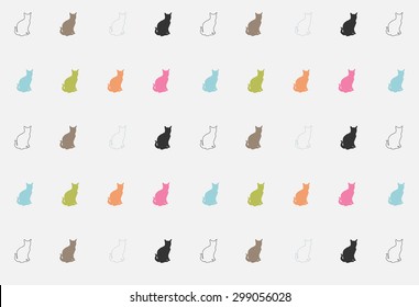 colorful Cat Pattern in Gray Background Vector