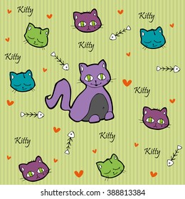 Colorful Cat pattern / Kitty face emotions