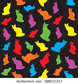 Patrón de gato colorido - ilustración vectorial