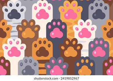 Colorful Cat Paw print Pattern Adorable Feline Prints for Your Creative Delight