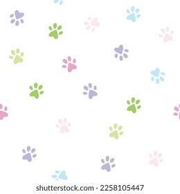 Colorful cat paws seamless pattern