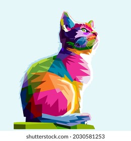 colorful cat the perfect for a cat lover art heather prism vector design illustration print wall art poster canvas