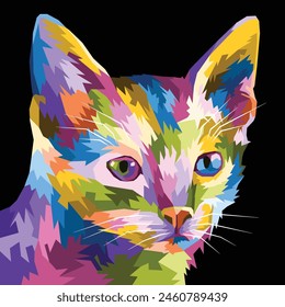 colorful cat pop art portrait isolated decoration